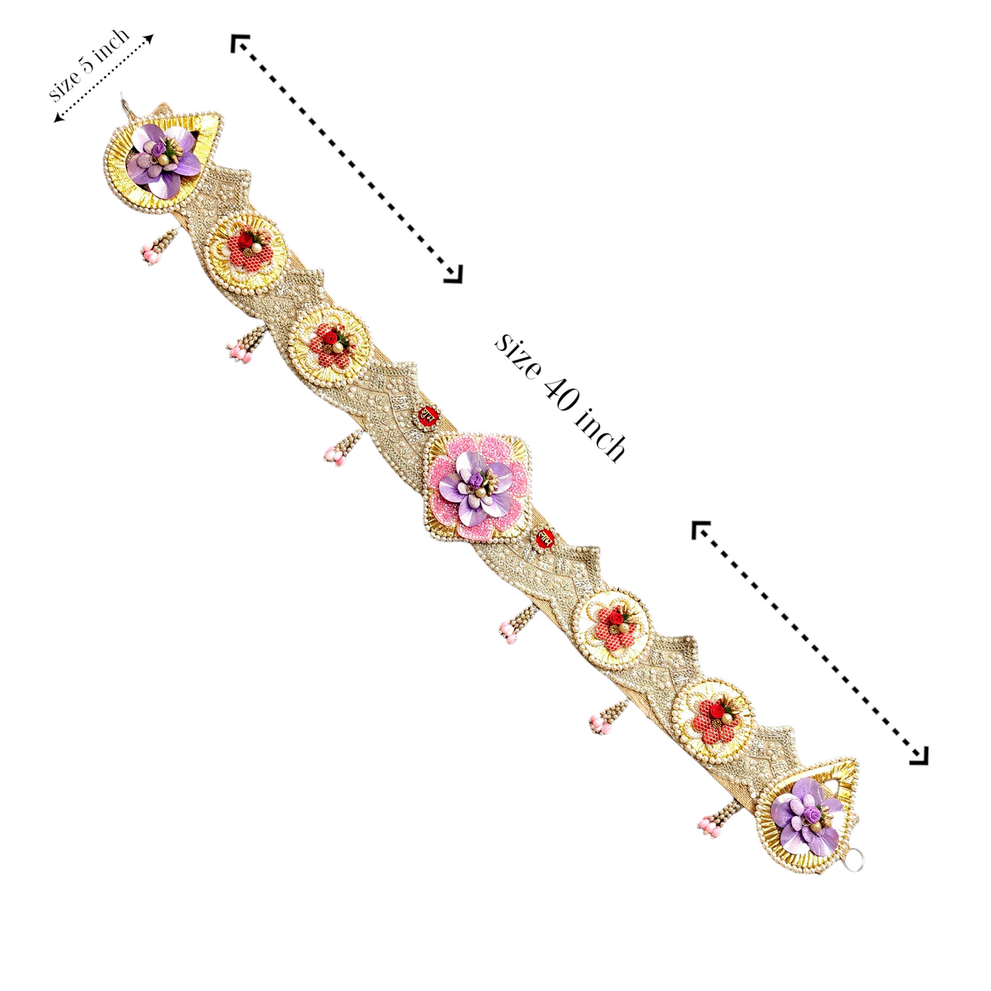 Fancy 40 Inch Handmade Designer Toran | Beaded Floral Door Hanging | Festive Home Decor Toran for Diwali, Wedding & Pooja