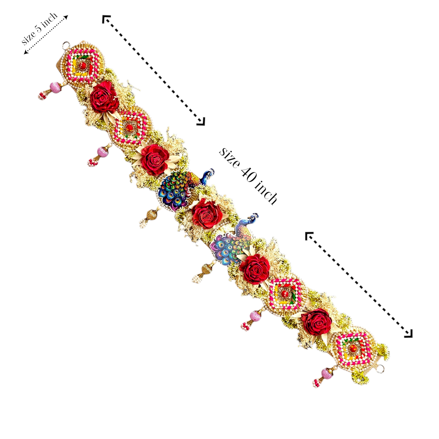 Fancy Main Door Toran with Peacock Design | Handmade Floral Door Hanging for Festive Home Decor