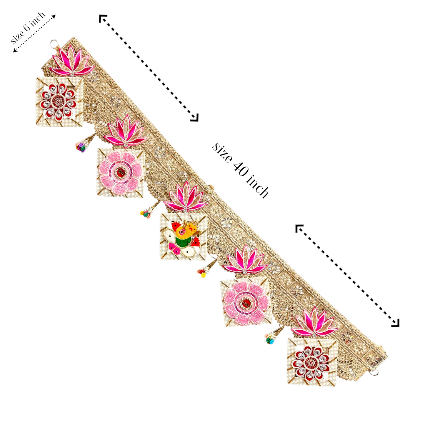 Fancy 40 Inch Handmade Designer Toran | Beaded Floral Door Hanging | Festive Home Decor Toran for Diwali, Wedding & Pooja
