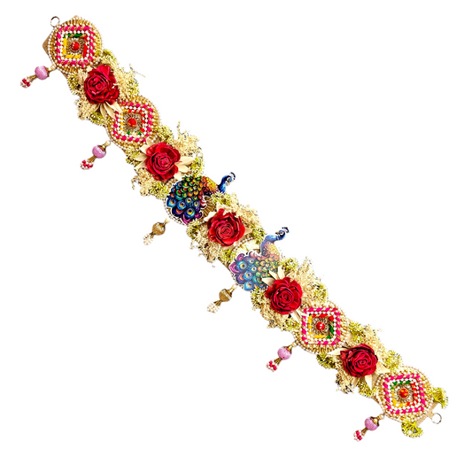 Fancy Main Door Toran with Peacock Design | Handmade Floral Door Hanging for Festive Home Decor